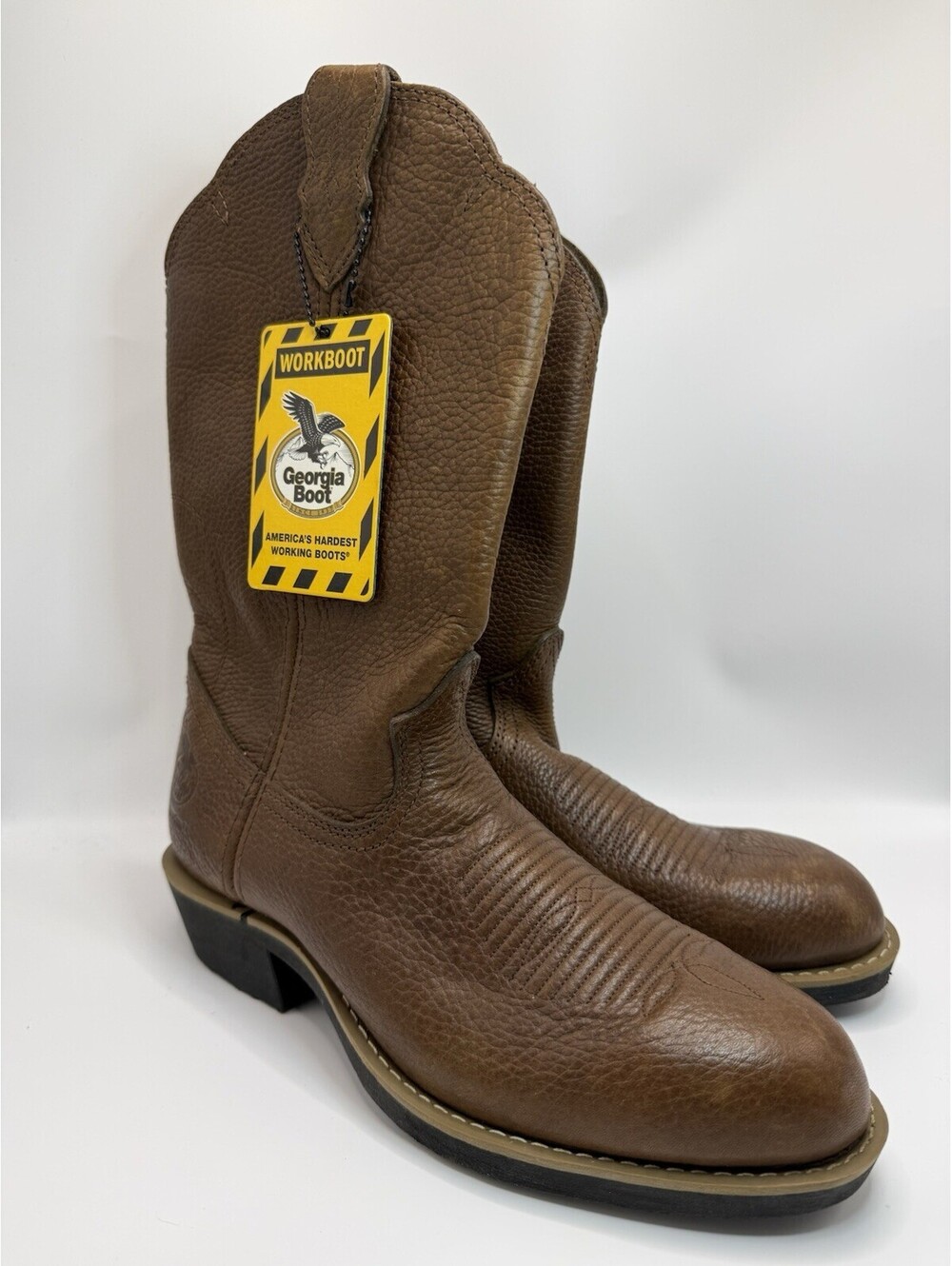 Georgia Boot Men's Sz 9.5 W 12" Wellington Pull-On Boot Brown Work NWOB NWT